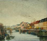 RICHTER, Johan Channel scenery from Copenhagen oil on canvas